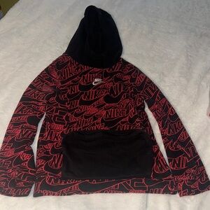 Nike S Kids Black and Red Logo Hoodie